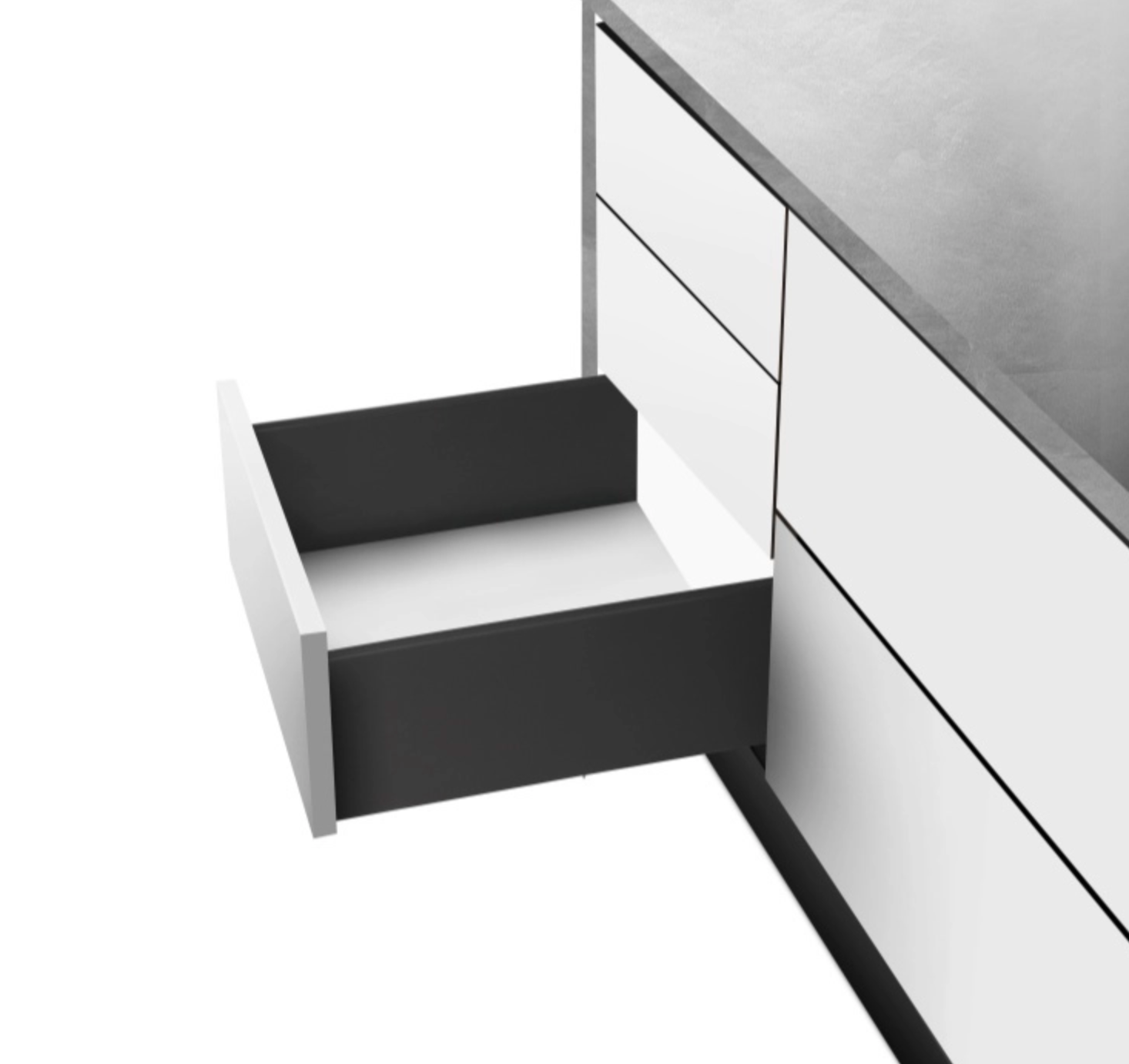 Lateral Cajón Metálico Cierre Suave - Blanco 100MM Altura 100MM